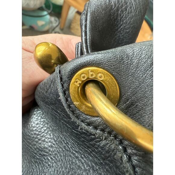 Hobo black expand zip shoulder crossbody purse bag med size - Picture 6 of 8